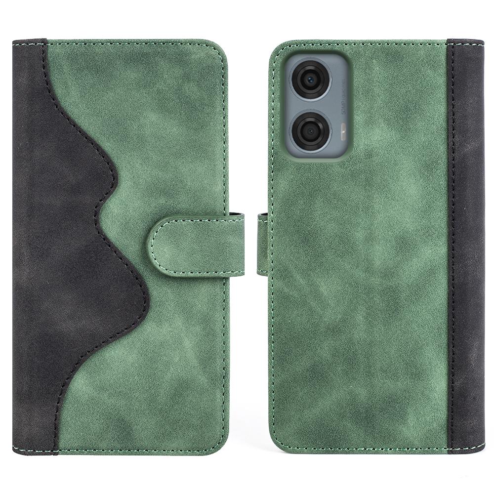 For Motorola Moto G24 Power Wallet Case Leather Phone Cover Splicing Color