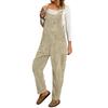 Damen einfarbiger Cord Latzhose mit weitem Bein ärmellose Weste Tasche lässiger Jumpsuit