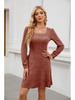 2026 Trendy Women's Square Neck Lantern Sleeve Babydoll Dress with Pockets