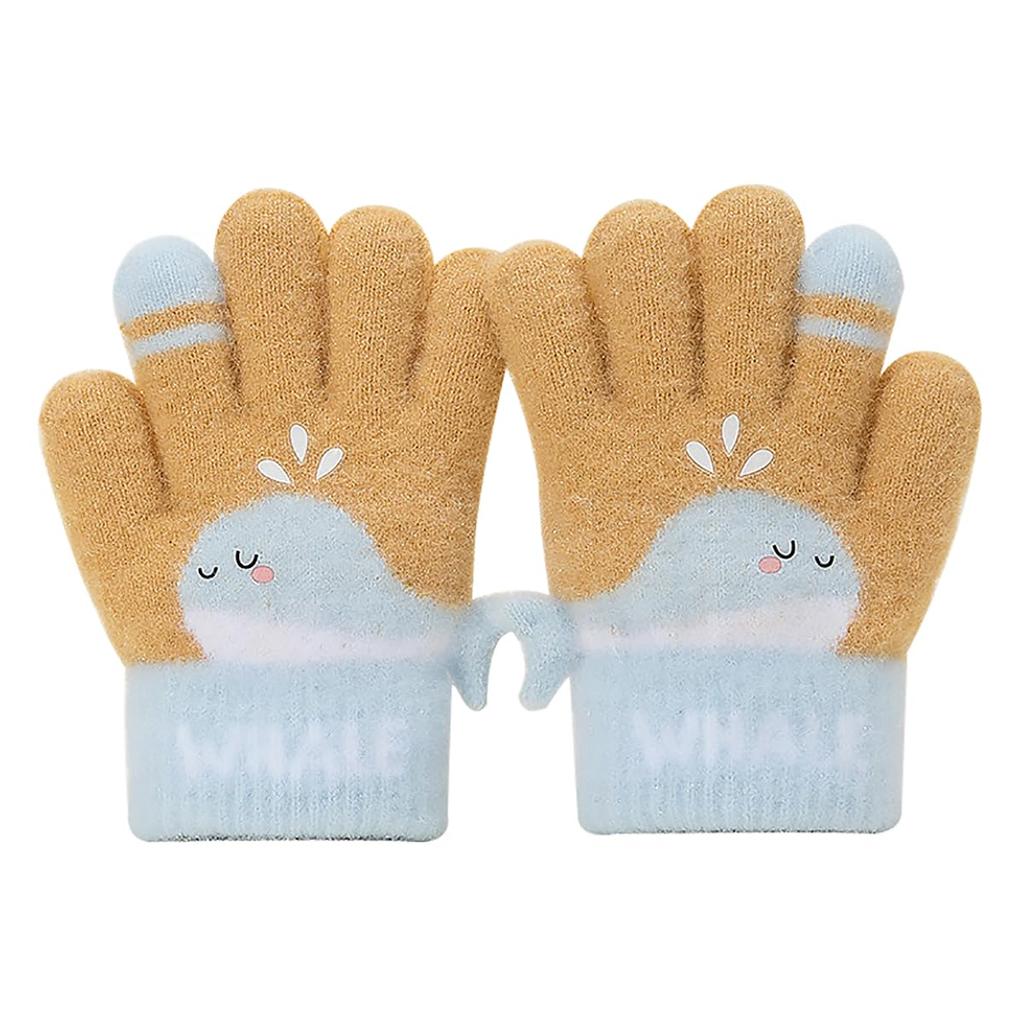 QINTIAN Baby Ages Stylish and Winter Gloves for Cold Protection and Suitable for Unisex Kids' Mittens, Gloves, 3-5, Warm, Full-Finger Gloves, Cute,