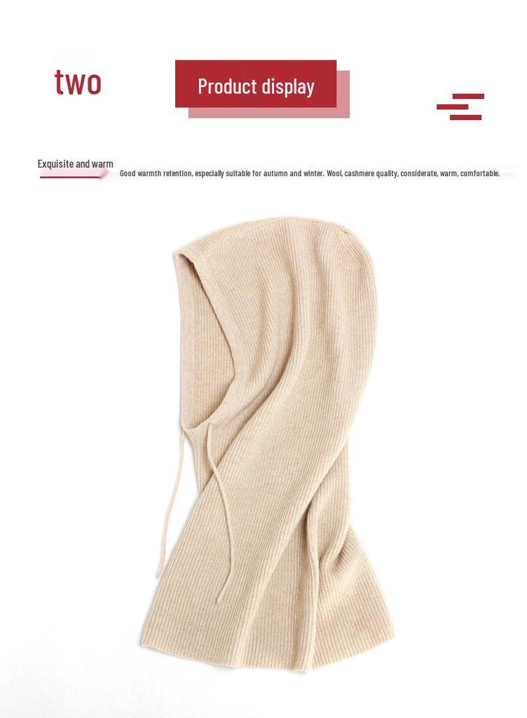 12-gauge Ribbed Cashmere Hooded Neck Warmer with Ear Protection - Unisex Thick Warm Hat