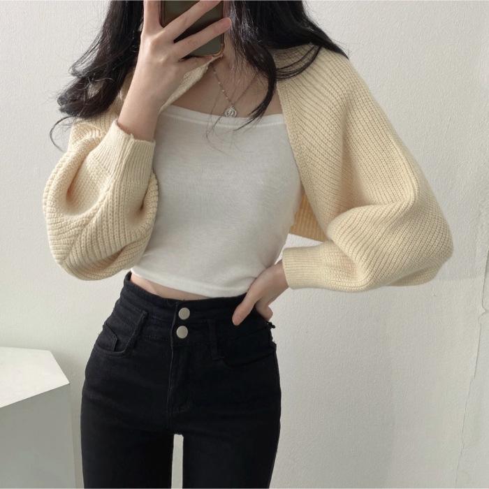 Autumn New Style Knitted Short Cardigan Sweater Shawl Chic Korean Fashion Versatile Tops for Women