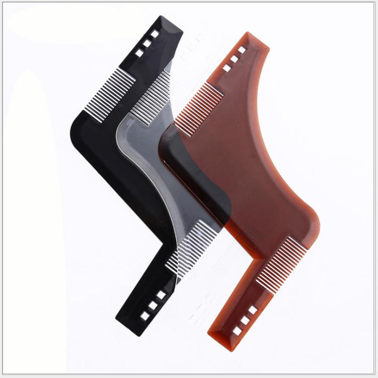 Men's Beard & Sideburn Styling Comb with Brush and Trimming Template