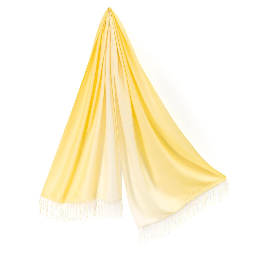 80th Birthday Celebration Silk Gradient Stole in Yellow Gift 45x180cm [Pashmina Collection] 100% Freesia, Boxed,