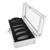 Cutie de Afișare Ceasuri cu 6 Compartimente Interior din Flanelă Carcasă din Aluminiu pentru Depozitare Ceasuri cu Capac Transparent pentru