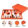 Backgammon de Luxe - ENGELHART - Prestige Kunstleder Orange & Braun - 18" Großformat - Harter Koffer - Marmorierte Figuren