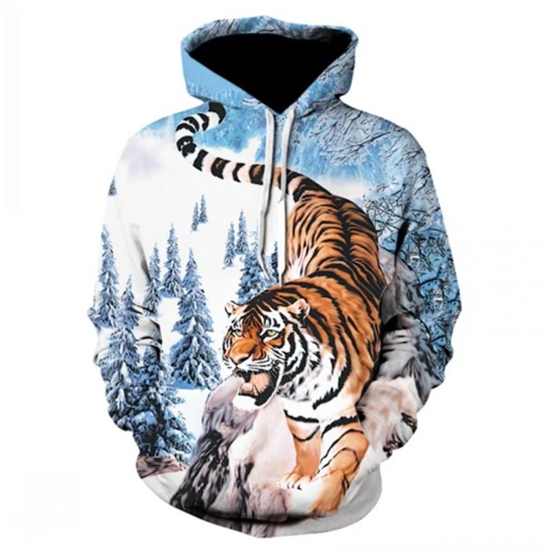 Spring Autumn Men's Hoodie 3d Tiger Printed Loose Designer Sweatshirts Long Sleeves Pullover