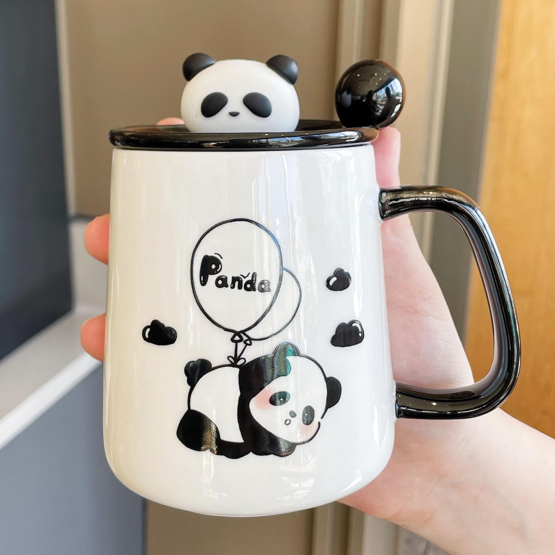 

Mug with Lid Spoon New Style Women s Panda Cup Souvenir Ceramic Water Cup Coffee Cup 301-400ml