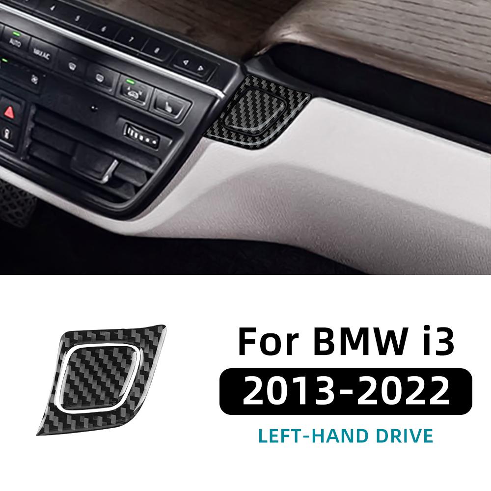 Trim Sticker Real Soft Black Red Carbon Fiber For BMW i3 2013- Accessories Car Dashboard AC Panel Side Button Panel Interior LHD Black Carbon