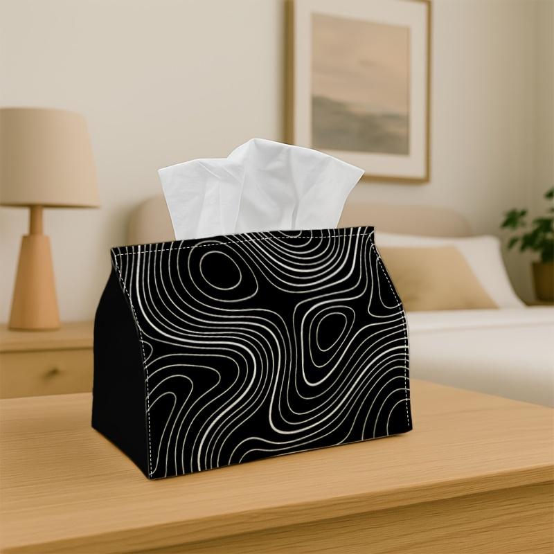 A Single Piece of Contemporary Abstract Design Tissue Box for Dining Napkins, Featuring a Line Wave Pattern, Suitable for Living Room Tables And As a