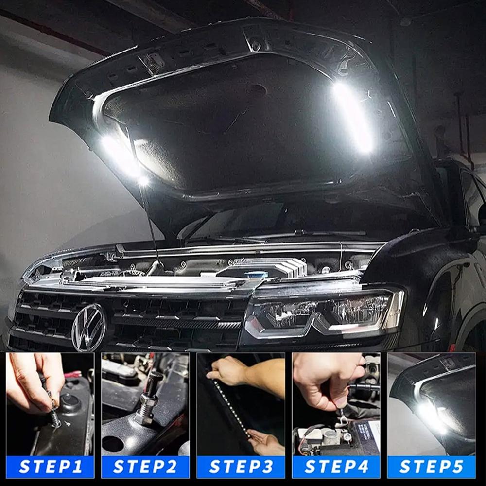 Universal Under Hood Engine Repair White LED Light Bar with Auto On/Off Switch Control Car SUV Pickup Offroad Repair Work Light