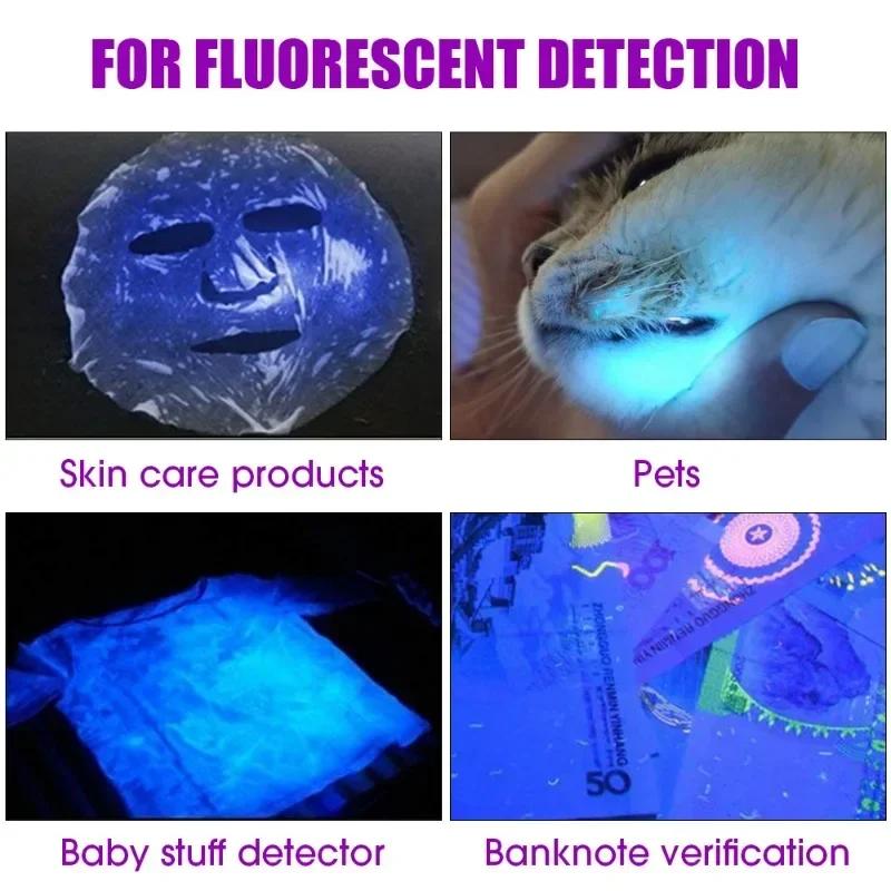 Portable 365nm UV Flashlight Ultraviolet Blacklight USB Rechargeable Purple Linternas Carpet Pet Urine Detector Catch Scorpions