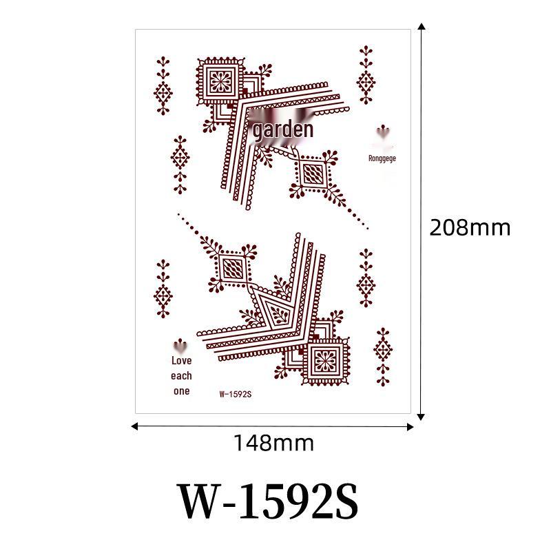 Zhengxiang 2025 Waterproof Brown Floral Lace Henna Tattoo Sticker
