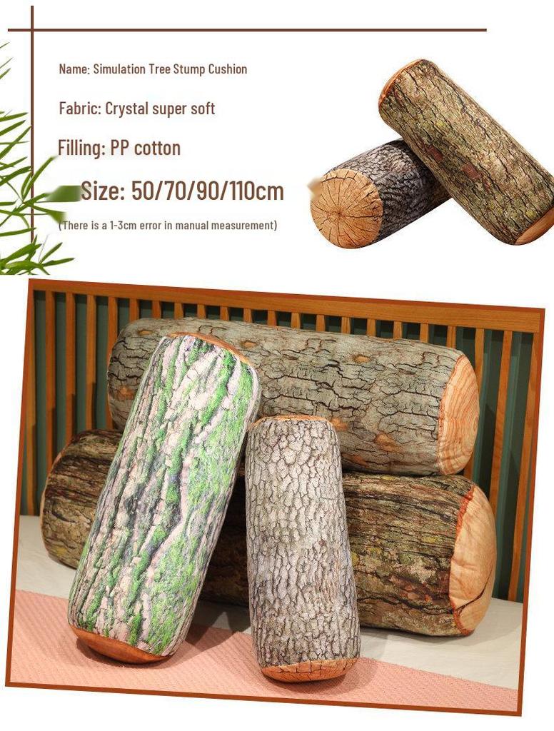 Creative Cylindrical Wood Log Cushion