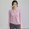 Women's Quick-Dry Sports Yoga Long-Sleeve T-Shirt - Round Neck, Versatile for Autumn/Winter Training