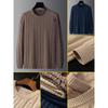 Men's Luxury All-Cotton Knitted Pullover - Thick, Solid Color, Velvet-Lined Cable Knit for Autumn and Winter