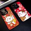 Lucky Money Cat M-Maneki N-Neko Phone Case For iPhone17 16 15 14 13 12 Pro Max Grey Black Matte Laser Metallic Aurora Funda