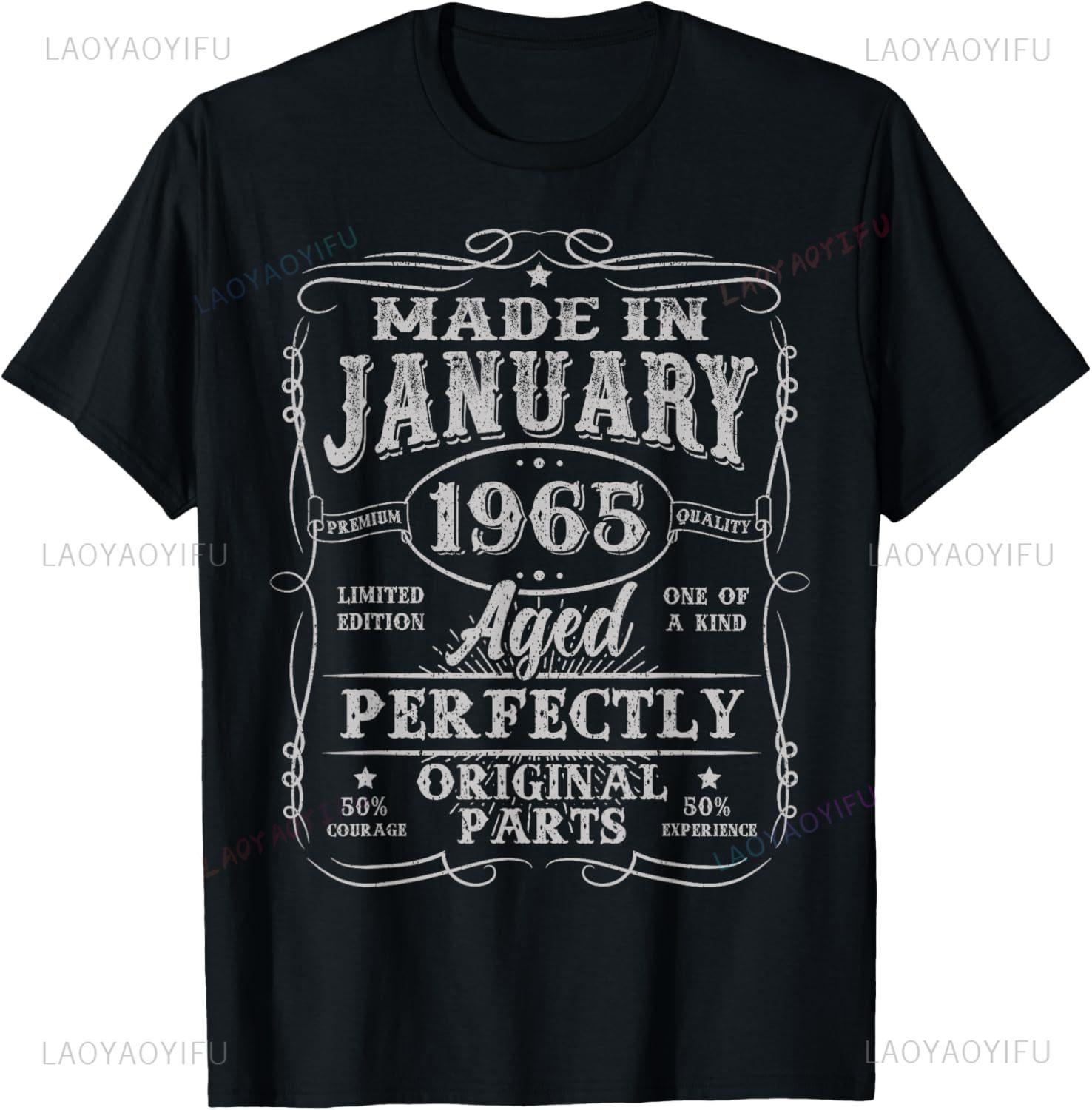 

Vintage 60th Birthday Decorations Men Funny 1965 60 Birthday T-Shirt Custom Printed Graphic T Shirts Casual Camiseta Hombre 4XL