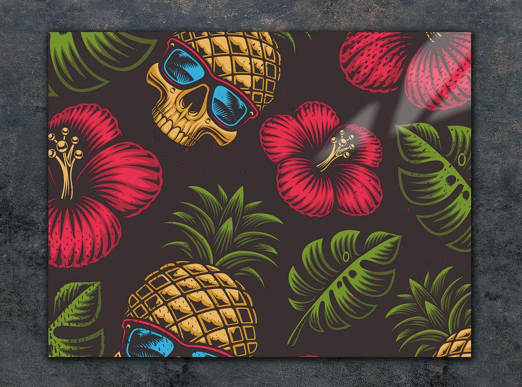 SZKLANA DESKA DO KROEJNIA 30x22 ANANAS