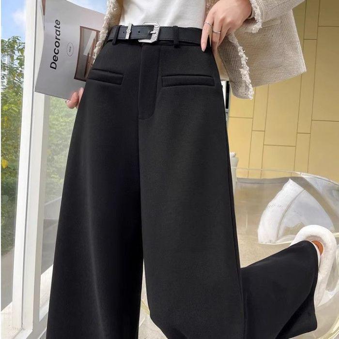 

Autumn/Winter 2025 Women s Flannel & Wool Casual Wide-Leg Pants - Loose, Draped, Straight Leg Style 3XL (Recommended 130-140 Jin)