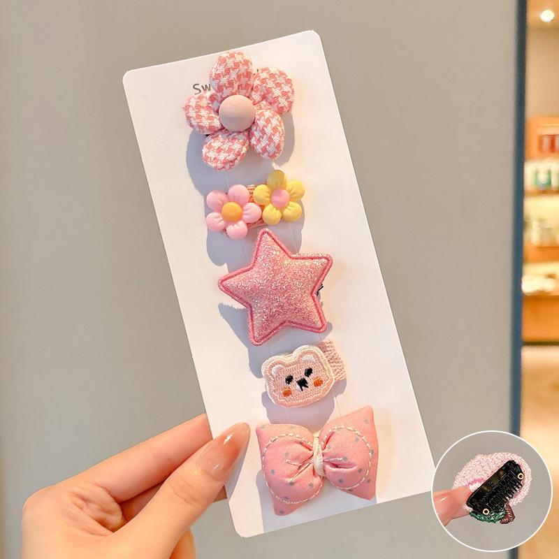 Pink 50-Piece Cute Hair Clip Set: Sweet Girly Japanese Cartoon Bangs Accessories