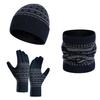 3 pièces/ensemble femmes hommes tricot bonnet chapeau gants écharpe ensemble contraste couleur doublure polaire fil de laine tricoté cache-cou chapeau mitaines ensemble