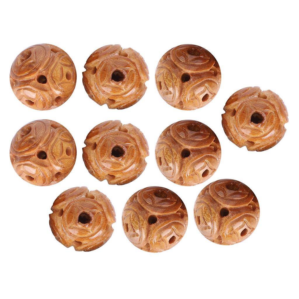 10Pcs Peach Wood Beads Carving for   Bracelet Necklace Crafts Pendants Accessories