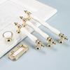 Fashion Ceramic Cabinet Handles Golden Kitchen Cupboard Door Handles Drawer Knobs European White Furniture Pulls