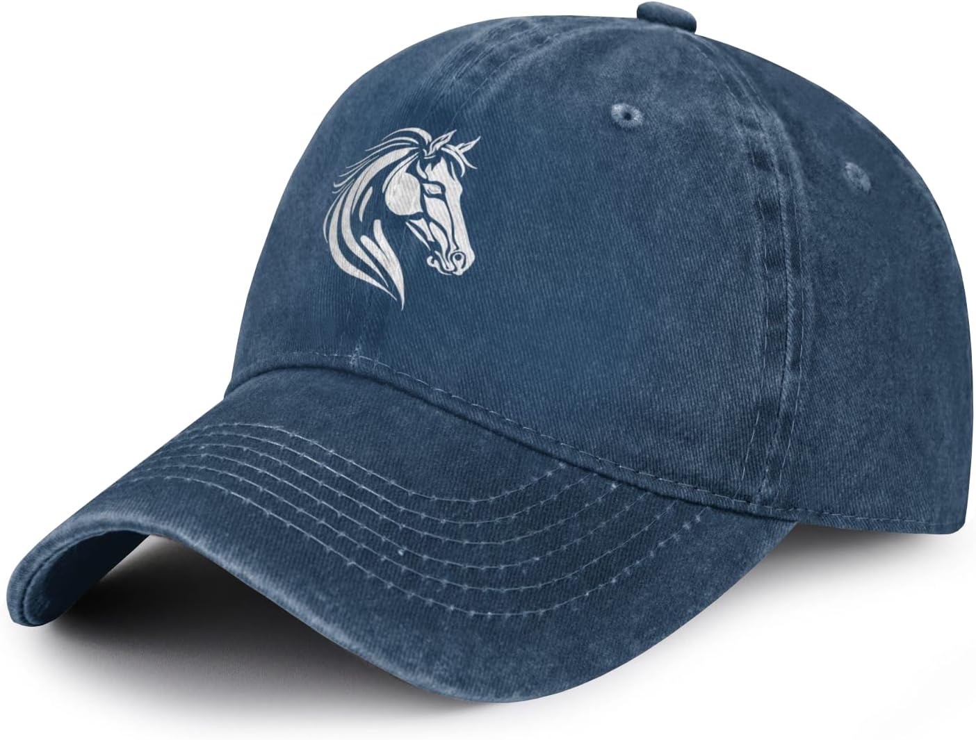 

Horse Head Silhouette Baseball Cap Distressed Washed Cotton Casual Adjustable Hat for Unisex Adults One Size