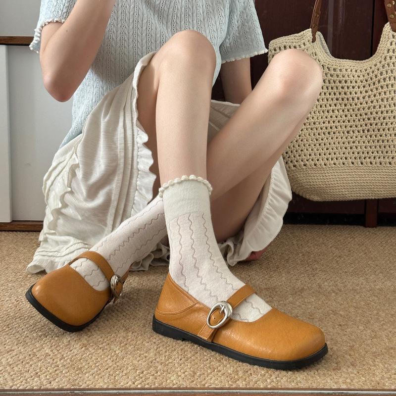 Mary Jane Shoes Women's 2025 Summer New Shallow Mouth Japanese Soft Surface One-pedal Small Leather Shoes Female Student Casual Single Shoes