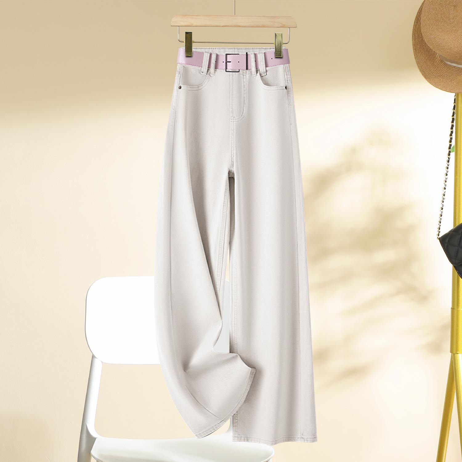 

Абрикосовые джинсы с высокой посадкой, свободного кроя, стройнящие, прямого силуэта для женщин - Коллекция Весна-Осень 2025 27 (suitable for 95-105 lbs) абрикосовый