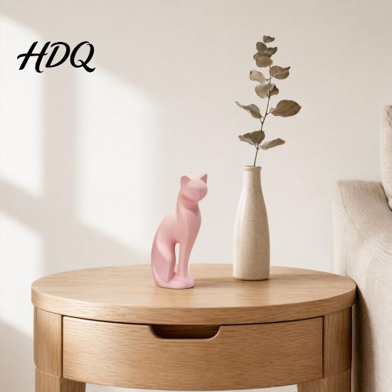 Decorazione Gatto Durevole Scultura Gattino Stampata in 3D Ornamento Minimalista Design Geometrico Opaco