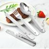 4-in-1 Portable Stainless Steel Camping Spoon, Fork, Knife and Can/Bottle Opener, Military Camping Utensils