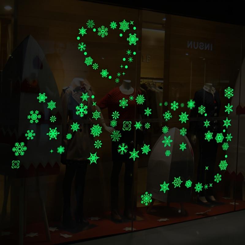 Christmas Glow-in-the-dark Snowflake Car Stickers For Window Display Window Decorations Wall Stickers