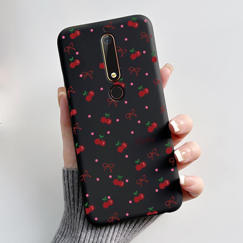 Custodia Per Nokia 6.1 6.1 Plus Custodia Antiurto Estetica Moda Cartone Animato Gatto Carino Nera Gomma Silicone Morbida Cover Bumper Alloggiamento