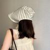 Ribbon Women Striped Fisherman Hat Wide Brim Foldable Summer Sun Hat Sun Protection Solid Color Sunshade Hat