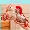 Traditional Horse Plush Toy With Flower Print Design And Tassel Decor For New Year Gifts And Celebrations