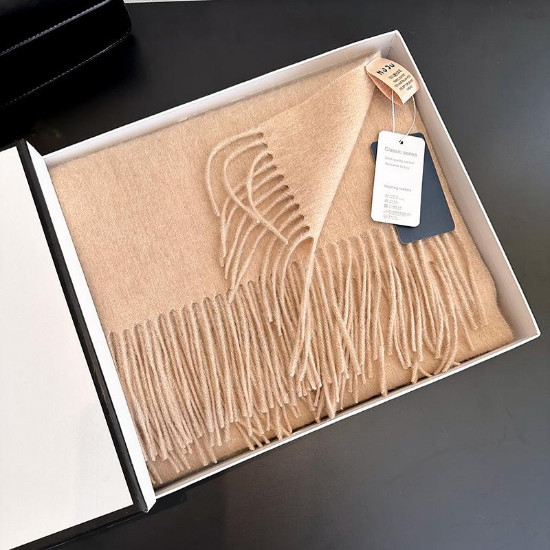 High-end 100% wool scarf women's winter thickened high-end new camel shawl birthday new gift