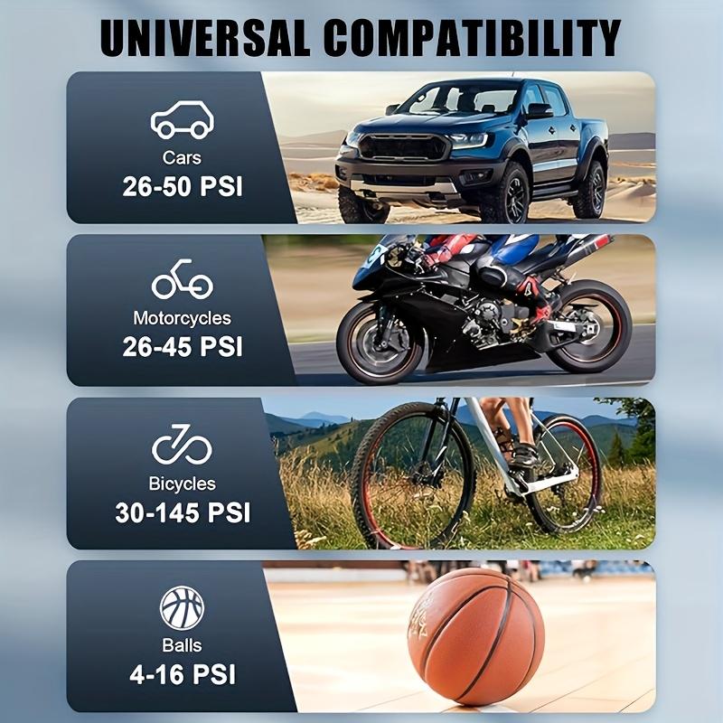 [Portable Tire Inflator] Portable Tire Inflator - Rechargeable Electric Pump with LED Flashlight and Nozzle Set,Suitable for Cars,Motorcycles,Bicycles