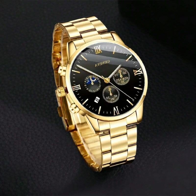 Watch Men's Roman Face Quartz Watch Business Premium Watch Accessories Set