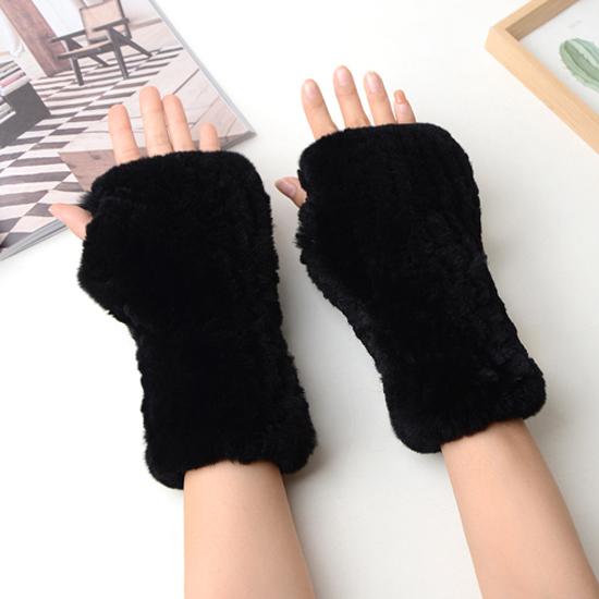 Neue Frauen 100% Echt Echte Gestrickte Rex Kaninchen Pelz Fäustlinge Winter Warme Dame Echtpelz Fingerlose Handschuhe Handgemachte Stricken Pelz handschuh