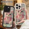 Phone Case: 2D Flat Design Suitable for iPhone 18, 17, 16, 15, 14, 13 Pro Stepped Protective Case, Pink Plush Little Bear, Christmas and Halloween Gif
