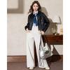 ET BOITE Women's Retro Lapel PU Leather Jacket