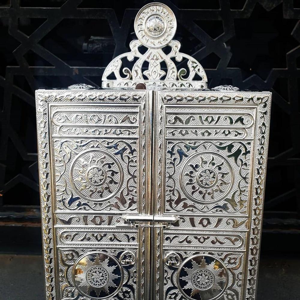 Silver Covered Quran Box Lectern | Holy Quran Storage Box | Islamic Book Accessory | Quran Cover Box | Islamic Gifts | Islamic Desk Decor