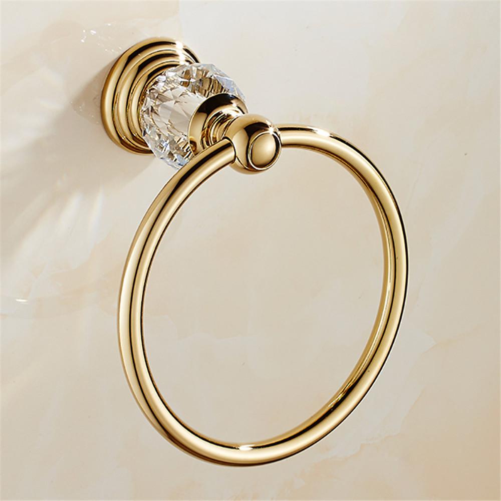 

Вешалка для полотенец Tuqiu Gold, настенная, хромированная, для ванной комнаты, латунь с хрустальной штангой для полотенец, держатель для полотенец золотой