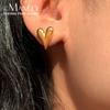 eManco 3D Puffed Heart Earring Rose Gold Plated Stainless Steel Shiny Finish Women Fashion Accessories Korean Style