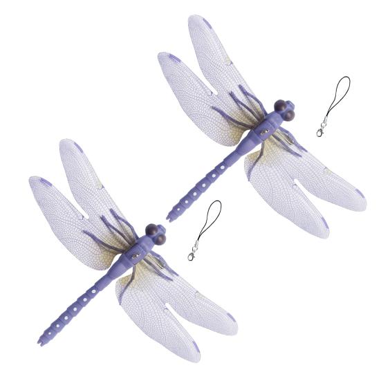 3D Simulation Dragonfly Outdoor Fake Dragonfly with Keychain Artificial Insect Model for Garden Yard Courtyard Patio Flower Beds