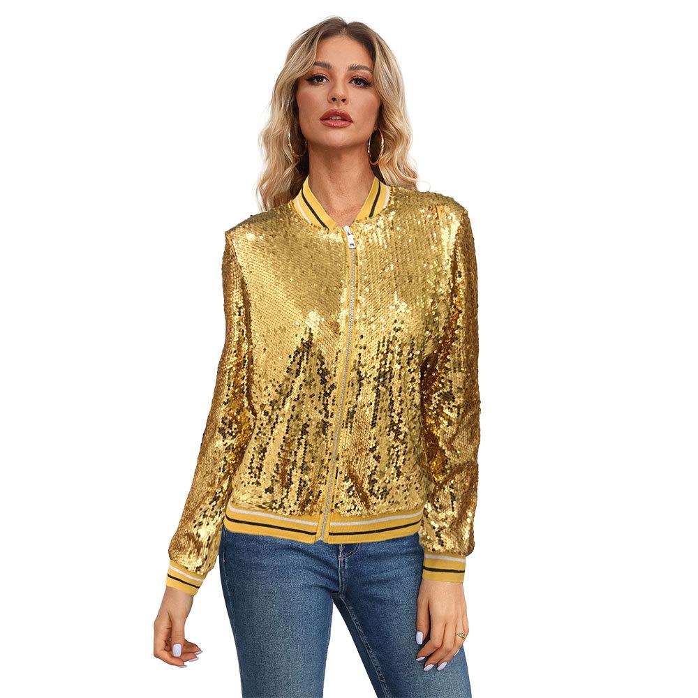 Women's Temperament Short Sequins Spring and Autumn Jacket Cardigan