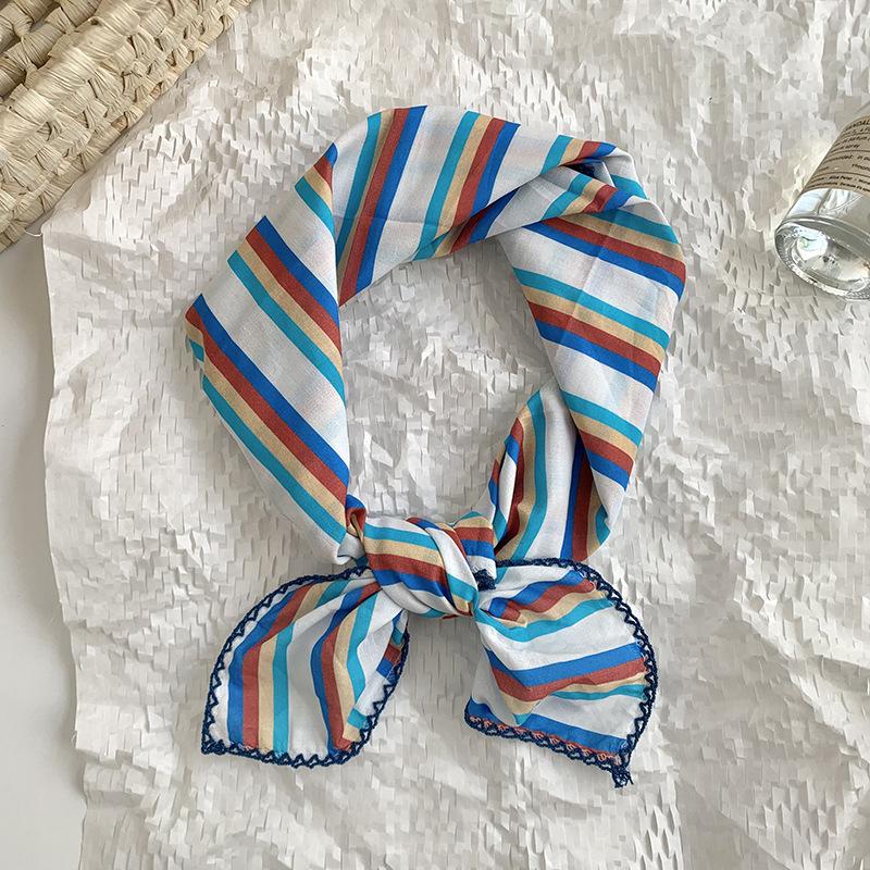 Headscarf summer women's pastoral art small floral versatile decorative small scarf silk scarf square scarf high-end hair accessories headgear