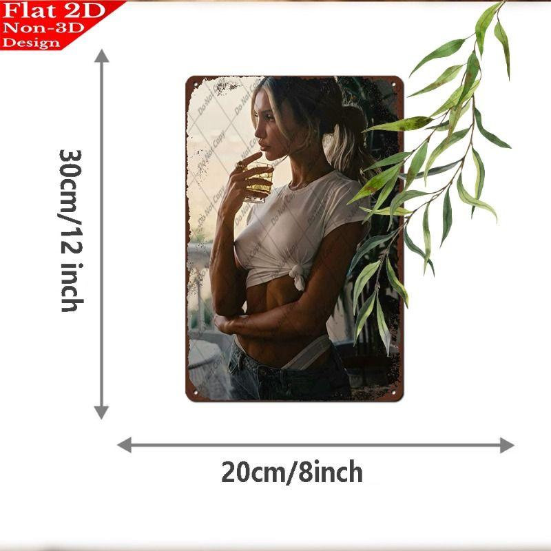 Vintage Female Silhouette Metal Tin Sign for Interior Bar & Garage Decor